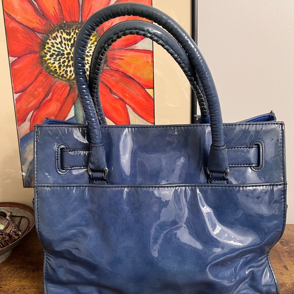 Brighton Renault Python & Blue Patent Leather Purse E837912 Hobo Shoulder Bag - Picture 3 of 14